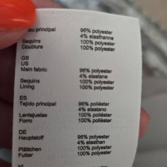 Maje Raneli Sequined Velvet Long Sleeve Mini Dress Argent Small - Picture 8 of 11